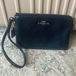 Metallic Blue Coach Wallet with strap